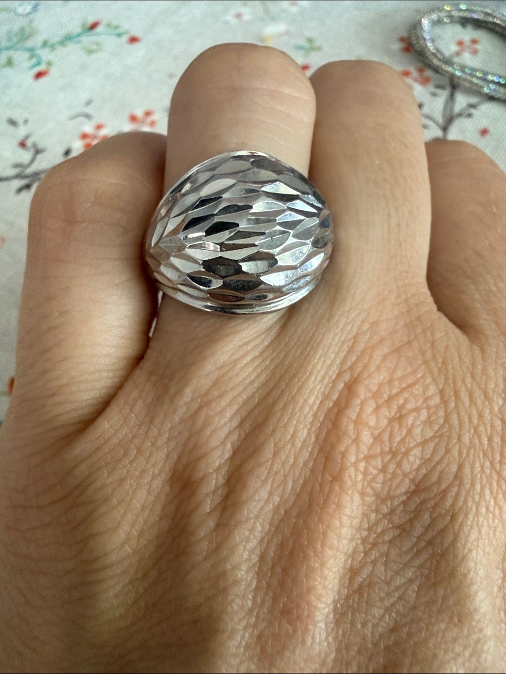 Faceted Dome Ring in Silver - Bold Women’s Statement Band